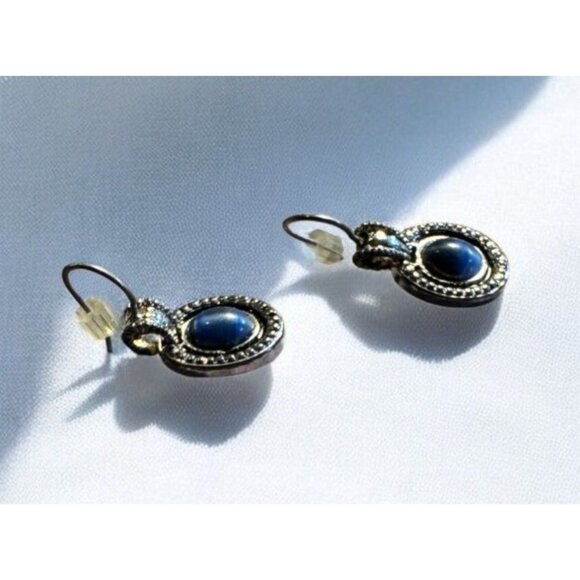 Liz Claiborne Silver-Tone Earrings With Blue Stone For Pierced Ears - Picture 2 of 14